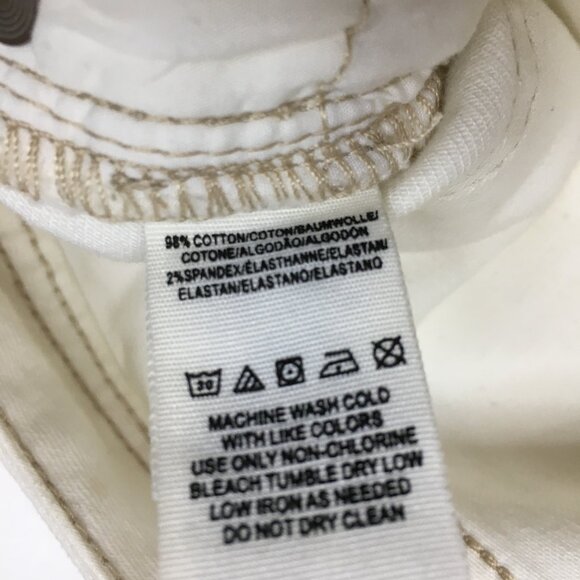 FREE PEOPLE Ivory Distressed Raw Step Hem 5 Pocket Logo Hardware Skinny Jeans - Picture 3 of 15